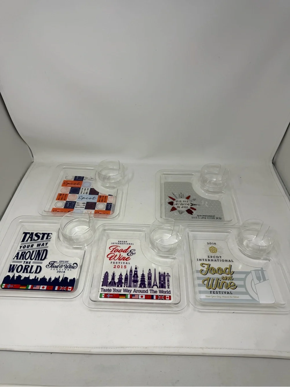 Lot of 5 Epcot Food & Wine Festival Trays 2014-2017 &2019 Disney Parks Souvenirs